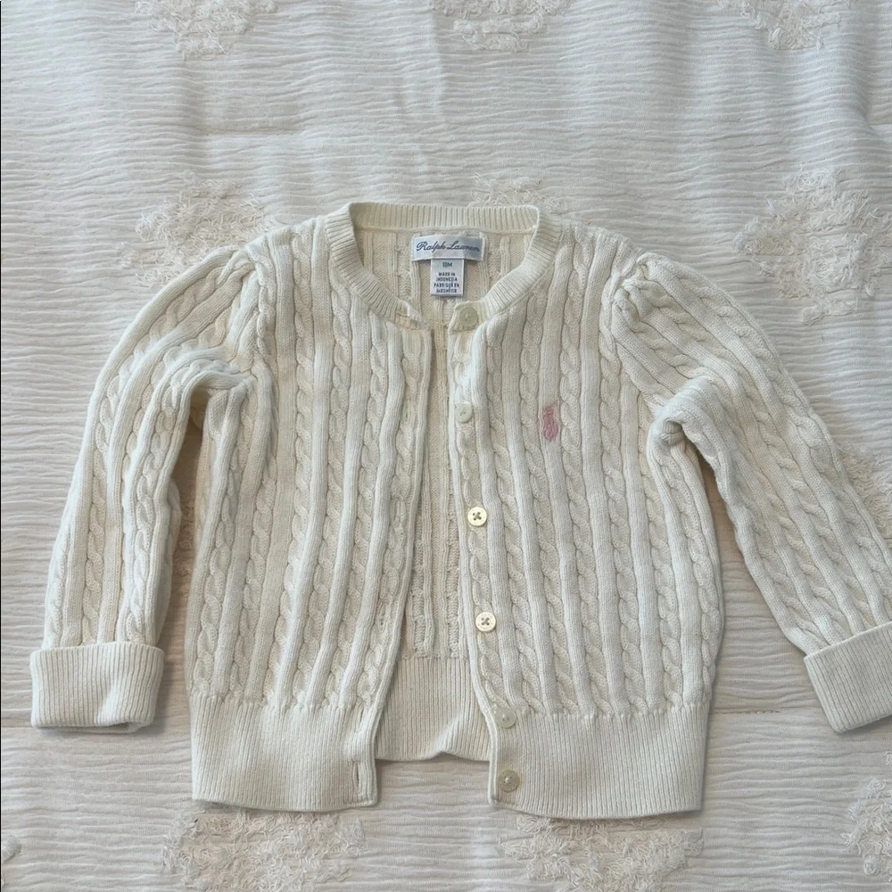 Ralph Lauren Cream Cable Knit Kids Cardigan
